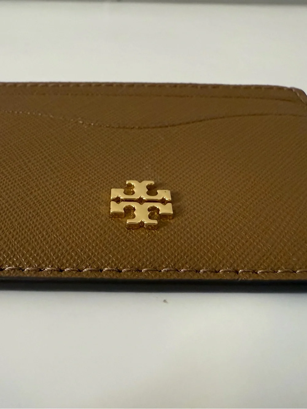 NWT Tory Burch Emerson Slim Card Case Moose Brown Leather
